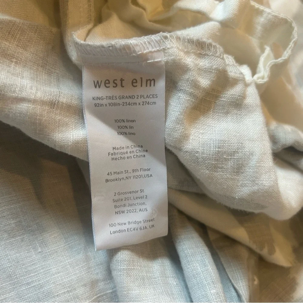 West Elm Duvet Cover King 100% Linen Boho Geometric Patterned Romantic